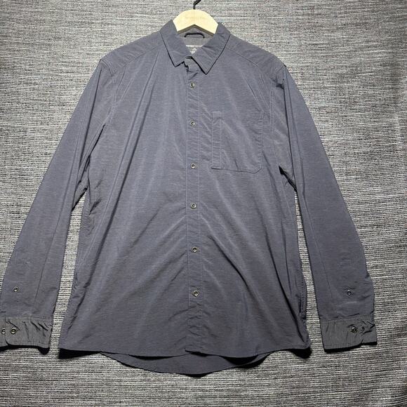 Swiss Tech Shirt Men's L Blue Long Sleeve Button Nylon Outdoor Hiking SM48Y120 - Picture 2 of 13